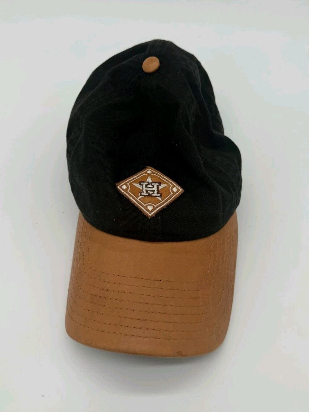 Houston Astros New Era Hat Black Leather Brim Strapback Wilson Cap One Size
